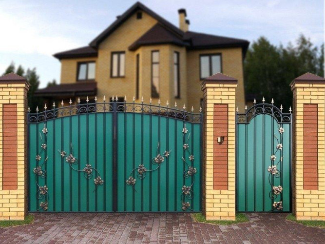 Металлопрофильные ворота "Арочные. Лоза"