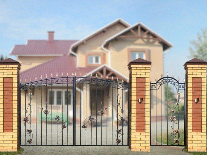 Распашные ворота "Дачные Арочные лоза"